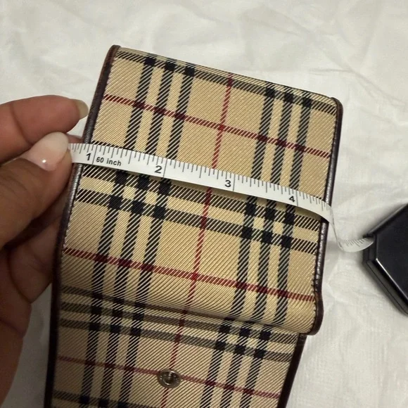 Burberry Tan and Brown Checkered Card Holder wallet like NEW